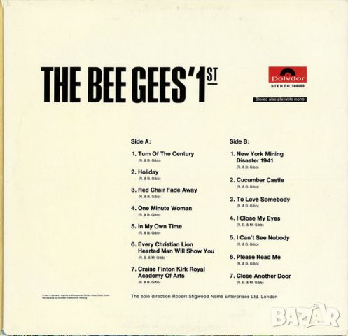 Грамофонни плочи Bee Gees ‎– The Bee Gees 1st, снимка 2 - Грамофонни плочи - 46392886