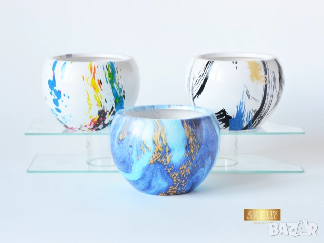  Кашпи за Сукуленти и Цветя /Саксии Изработени от Смола / Подарък за Нов Дом / Цветни Кашпи за Цветя