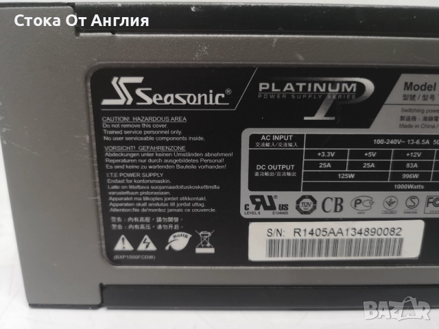 Захранване - Seasonic SS-1000XP, снимка 7 - Захранвания и кутии - 51675155