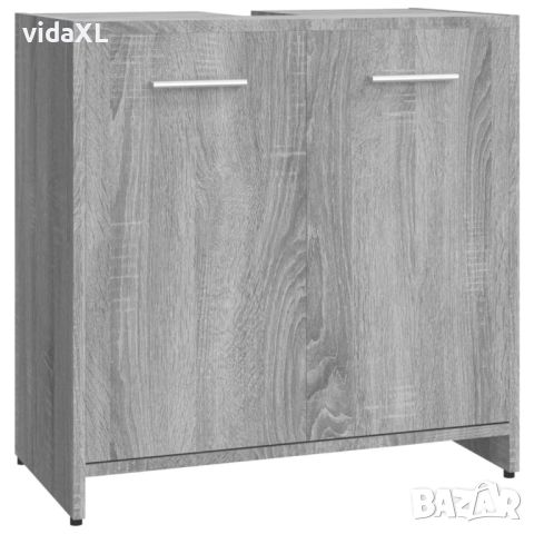 vidaXL Шкаф за баня, сив сонома, 60x33x60 см, инженерно дърво