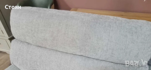 Сив диван от плат тройка с електрически релаксиращ механизъм, снимка 4 - Дивани и мека мебел - 52826141