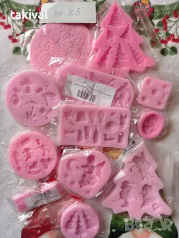 Лот силиконови молдове- сладкарски инструменти за фондан за торти, бисквитки, снимка 3 - Форми - 49878130