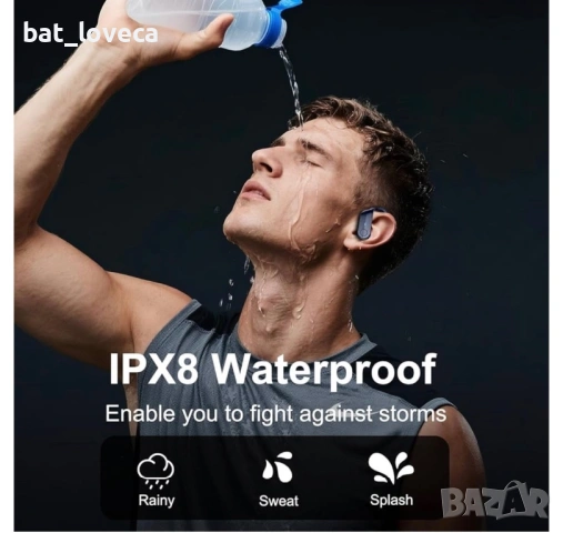 НОВИ Безжични спортни слушалки  Ordtop T8 с дълбок бас 70H, водоустойчиви, IPX8, ENC, , снимка 5 - Слушалки и портативни колонки - 53751034