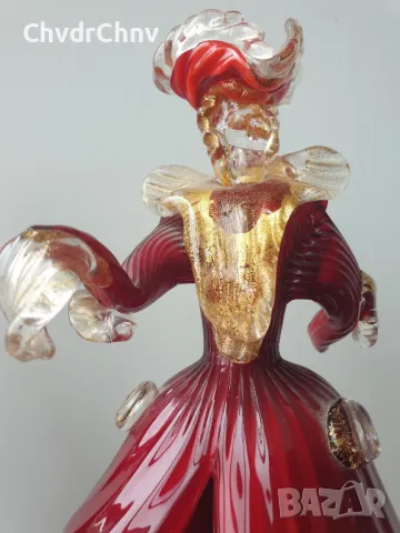Murano стъкло статуетки 21см/2бр Мурано стари венециански стъклени фигури/танцьори-злато, снимка 8 - Статуетки - 50372542