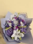 Голям вечен букет в лилаво от плюшена тел, снимка 4