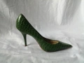 № 40 дамски обувки на висок ток имитация на крокодилска кожа в зелен цвят CATWALK, снимка 8