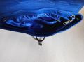 Дамска чанта тип клъч, змийски принт, турско синьо, снимка 4