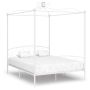 vidaXL Рамка за легло с балдахин, бяла, метал, 160x200 см（SKU:284472, снимка 1 - Спални и легла - 45427262