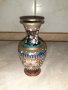 Cloisonne Клоазоне Красива малка ваза бронз клетъчен емайл, снимка 5