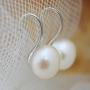 Висящи обеци от естествени бели перли *Хит*10мм, снимка 2