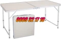 Сгъваема къмпинг маса с 4 стола 120х60 см, градинска маса 120х60 със столчета, бяла, снимка 2