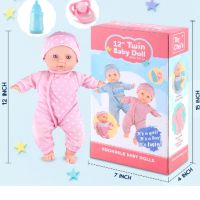 12-инчов двоен комплект бебешки кукли на Toy Choi, меко тяло с комбинезони и шапка, биберон, , снимка 6 - Кукли - 45874569