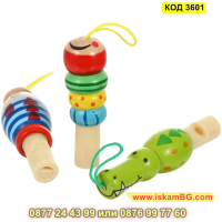 Детска дървена свирка в 3 различни модела - КОД 3601, снимка 6 - Музикални играчки - 45055093