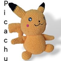Голям плюшен Пикачу, ръчно изплетен, снимка 2 - Плюшени играчки - 45435685