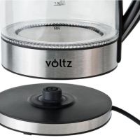 Светеща електрическа кана Voltz V51230E, 2200W, 1.7 литра, стъкло, безжична, 2 ГОДИНИ ГАРАНЦИЯ, снимка 4 - Кани - 45657259