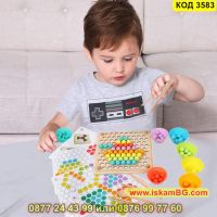 Детска мозайка с топчета и мъниста изработена от дърво - КОД 3583, снимка 8 - Образователни игри - 45299734