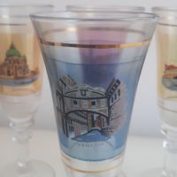 Шест цветни чаши за питиета с различни рисунки на Венеция, снимка 2 - Чаши - 45083750