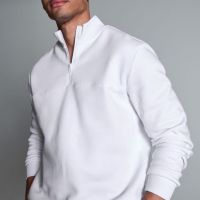 Мъжка ватирана бяла блуза с цип Размер М нова, снимка 1 - Блузи - 45571746