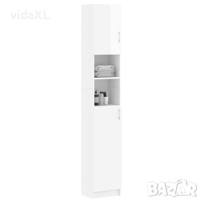 vidaXL Шкаф за баня, бял гланц, 32x25,5x190 см, ПДЧ(SKU:802882, снимка 1