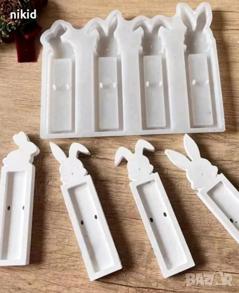 Заек държач поставка органайзер силиконов молд с отвор за предмет силиконов молд форма смола гипс, снимка 1