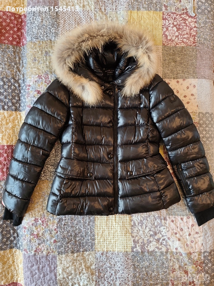 Зимно яке с яка от естествен косъм ., снимка 1