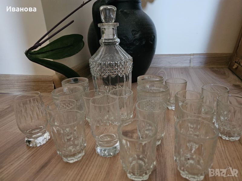 Кристална гарафа с чашки, снимка 1