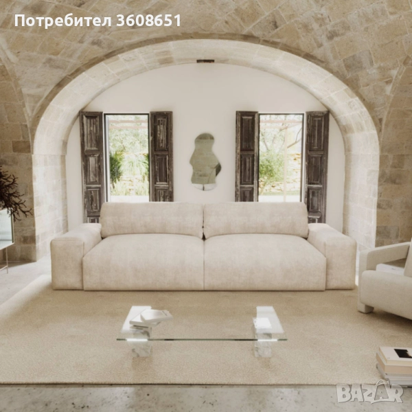 BLISS Кадифен 4-местен диван, снимка 1