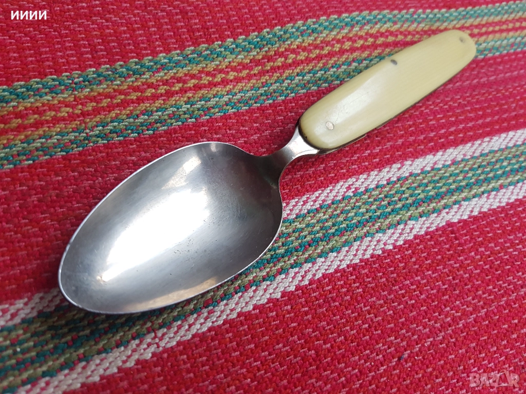 Сгъваема лъжица слонова кост , снимка 1