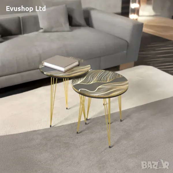 Комплект от 2 масички – Помощни маси с дизайн "SAFARI", снимка 1