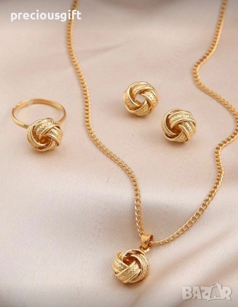 Комплект бижута - гердан, обеци и пръстен, снимка 1