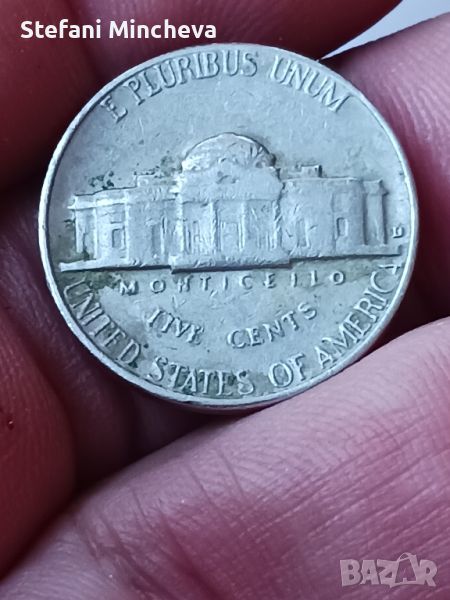 Five cent 1964год много рядка монета със дефект, снимка 1