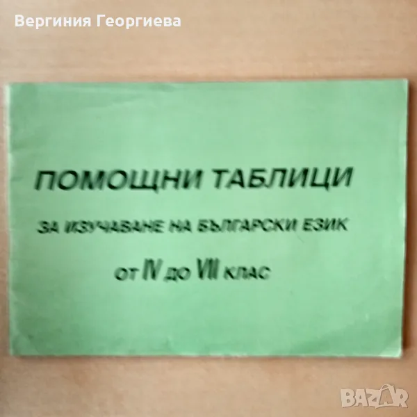 Помощни таблици за изучаване на български език от 4 до 7 клас , снимка 1