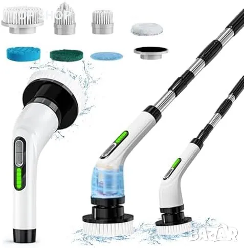 Нов Мощен безжичен скрубер Електрическа четка за почистване 7 сменяеми глави, снимка 1