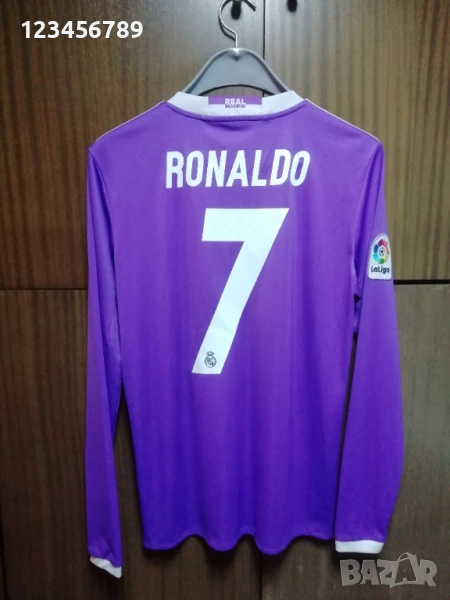 Real Madrid Ronaldo Away 2016 2017 Adidas Long Sleeve L/S Purple оригинална тениска фланелка екип, снимка 1