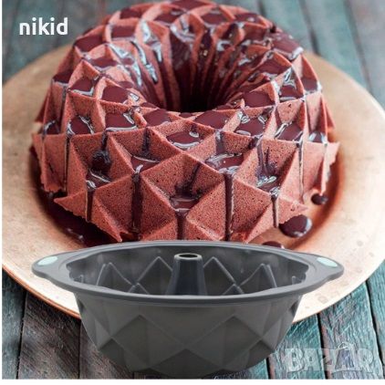 3D геометрична ромбове голяма силиконова форма тава за направа печене кекс торта желиран сладкиш, снимка 1