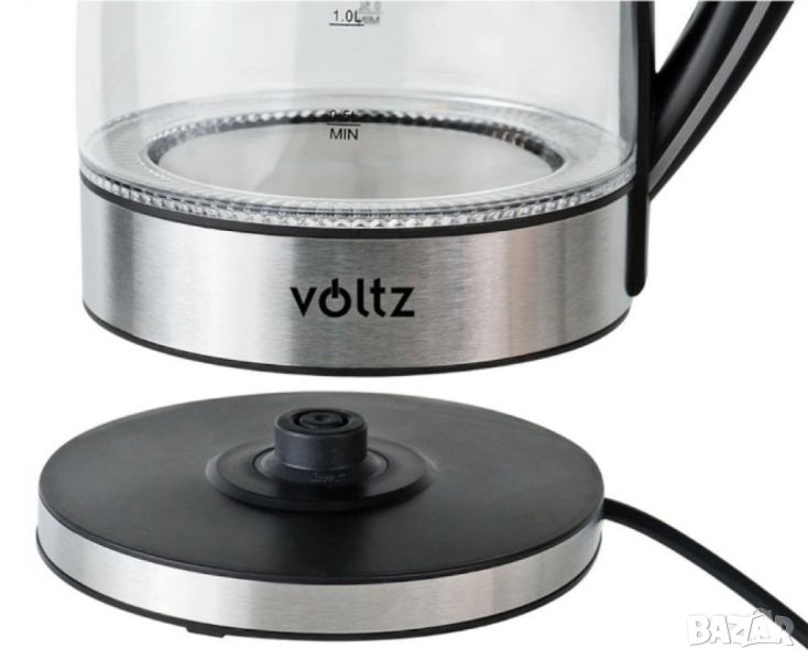 Светеща електрическа кана Voltz V51230E, 2200W, 1.7 литра, стъкло, безжична, 2 ГОДИНИ ГАРАНЦИЯ, снимка 1