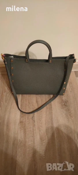 Нова сива чанта естествена кожа, снимка 1