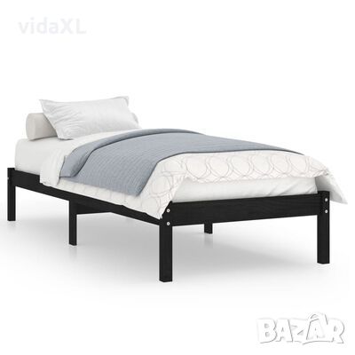 vidaXL Рамка за легло, черна, бор масив, 90x200 cм(SKU:810006, снимка 1