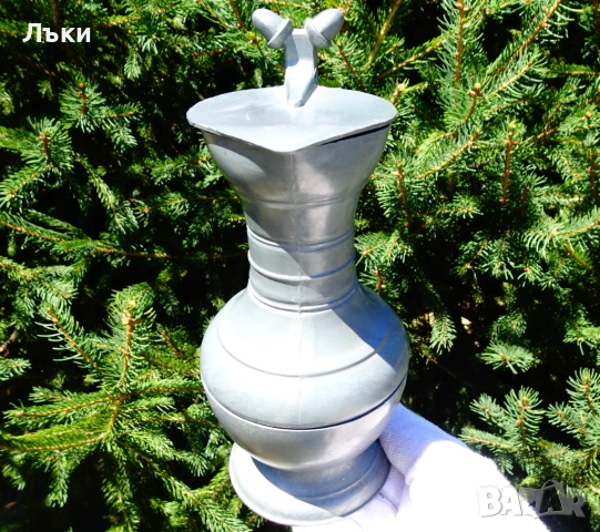 Калаена кана с капак,халба от калай 500 мл. , снимка 2 - Антикварни и старинни предмети - 51571004