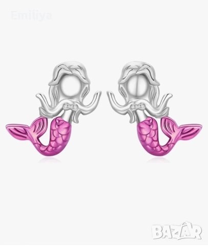 Сребърни обеци русалка хипоалергенни