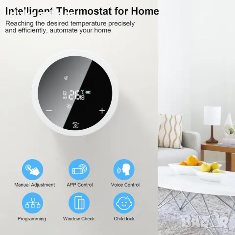 НОВ! Термостат за радиатор Zigbee, Alexa, Google Assistant, снимка 6 - Радиатори - 49309397