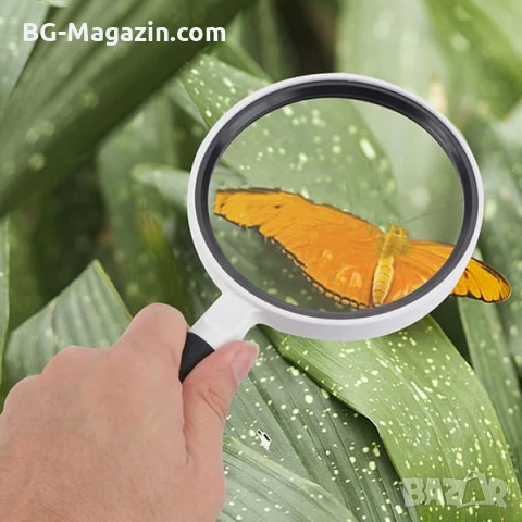 Мощна голяма увеличителна ръчна лупа 10X увеличение за четене на книги стуклена с дръжка джобна, снимка 13 - Други инструменти - 50920321