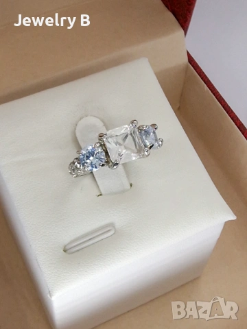 Дамски пръстен с три камъка 💎 Silver Triple Stone Ring
