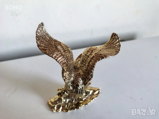 Уникална Статуетка Златен Орел Със Емайл, снимка 6 - Колекции - 53225612
