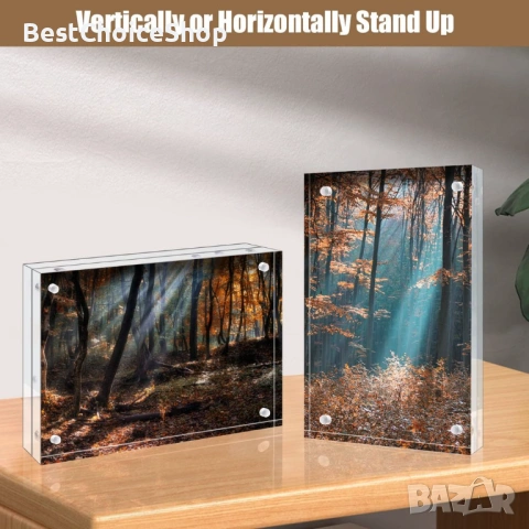  4 бр. акрилни магнитни рамки - прозрачни 13 x 18 см 20 мм дебелина - снимки и картини