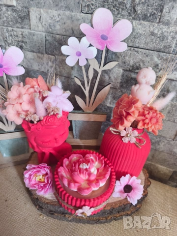 Ръчно изработени керамични декорации със сапунени цветя , снимка 2 - Декорация за дома - 54006316