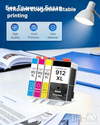 Нови 912XL мастилени касети 4 цвята за HP OfficeJet Pro 8025 8012 принтер мастило тонер, снимка 4 - Други стоки за дома - 54257562