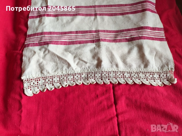 продвам старинна битова кърпа с дантела, снимка 2 - Антикварни и старинни предмети - 52423706