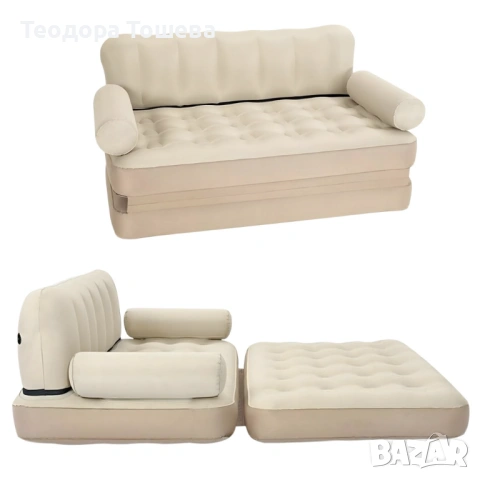 Двоен надуваем матрак с разтегателен диван за спане, снимка 8 - Дивани и мека мебел - 53070452