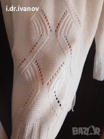 бяла блуза плетиво с издължен гръб, снимка 3 - Блузи с дълъг ръкав и пуловери - 49102829